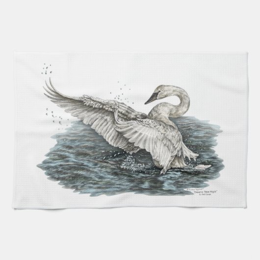Linge De Cuisine Cygne blanc sur l'eau (Horizontal)