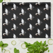 Linge De Cuisine Cygne blanc sur noir (Plié)