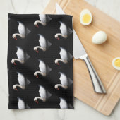 Linge De Cuisine Cygne blanc sur noir (Quart Plié)