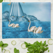 Linge De Cuisine Cygnes Blanches Et Angel (Plié)