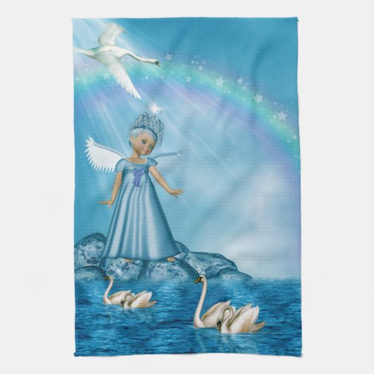 Linge De Cuisine Cygnes Blanches Et Angel (Vertical)