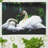 Linge De Cuisine Cygnes muets blancs (Plié)