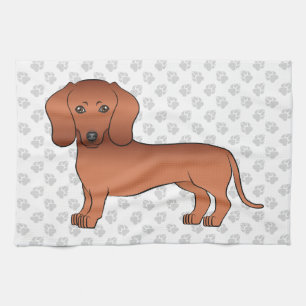 Linge De Cuisine Dachshund à poil lisse rouge Chien de dessin animé