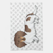 Linge De Cuisine Dachshund à poil long chocolat et tan piebalde & p (Vertical)