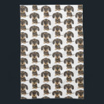 Linge De Cuisine Dachshund À poils durs| Teckel Chien mignon<br><div class="desc">Serviette de cuisine de l'À poils durs Dachshund Lover. Sanglier sauvage mignon et Teckel couleur bronze. Découvrez le Doodle World de Jenn pour encore plus de décors et de cadeaux avec ce design Doxie amusant.</div>