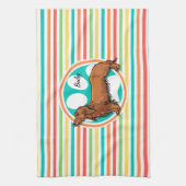 Linge De Cuisine Dachshund aux cheveux longs; Bright Rainbow Stripe (Vertical)