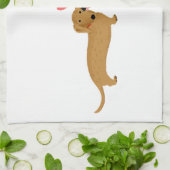 Linge De Cuisine Dachshund Baiser avec coeur (Plié)