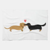 Linge De Cuisine Dachshund Baiser avec coeur (Horizontal)