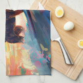 Linge De Cuisine Dachshund Beach Surf Peinture (Quart Plié)