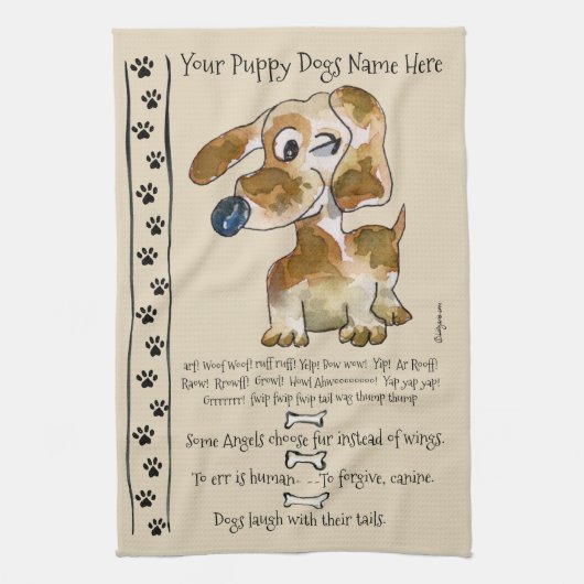 Linge De Cuisine Dachshund Crossbred Dessin Dessin Chien Citations  (Vertical)