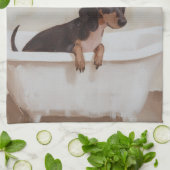 Linge De Cuisine Dachshund dans le bain (Plié)