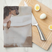 Linge De Cuisine Dachshund dans le bain (Quart Plié)
