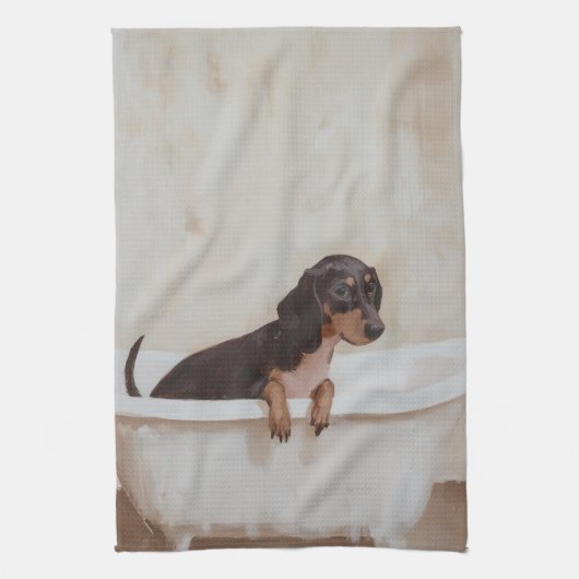 Linge De Cuisine Dachshund dans le bain (Vertical)