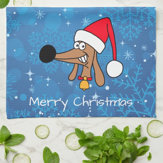 Linge De Cuisine Dachshund de Noël festif (Plié)
