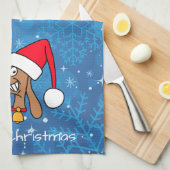 Linge De Cuisine Dachshund de Noël festif (Quart Plié)