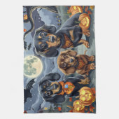 Linge De Cuisine Dachshund Halloween Éffrayant (Vertical)