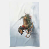 Linge De Cuisine Dachshund hiver neige de Noël (Vertical)