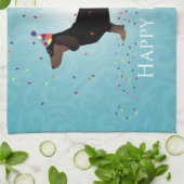 Linge De Cuisine Dachshund Joyeux Design d'anniversaire (Plié)