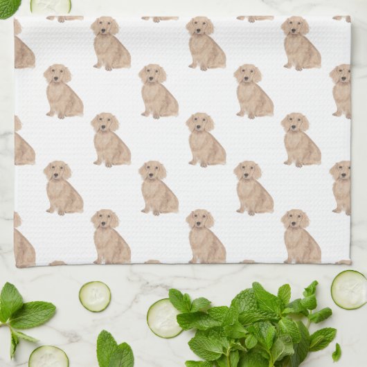 Linge De Cuisine Dachshund (Long Haired, Rouge) (Plié)