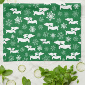 Linge De Cuisine Dachshund Noël Chef Cadeau Vert (Plié)