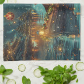 Linge De Cuisine Dachshund Noël Festive Voyage (Plié)