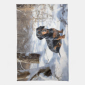 Linge De Cuisine Dachshund Qu'Il Neige Noël (Vertical)