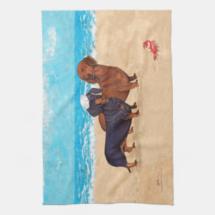Linge De Cuisine Dachshunds à la Plage