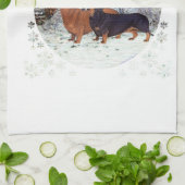 Linge De Cuisine Dachshunds dans la Neige (Plié)
