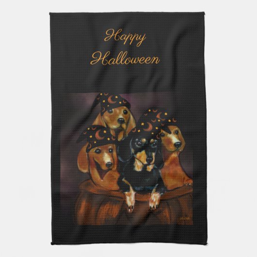 Linge De Cuisine Dachshunds d'Halloween (Vertical)