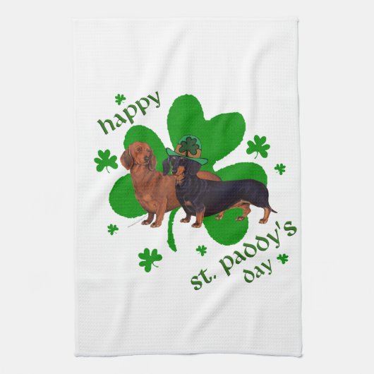 Linge De Cuisine Dachshunds St Patrick's Day (Vertical)