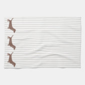 Linge De Cuisine Dachshunts Brown sur bandes beiges (Horizontal)