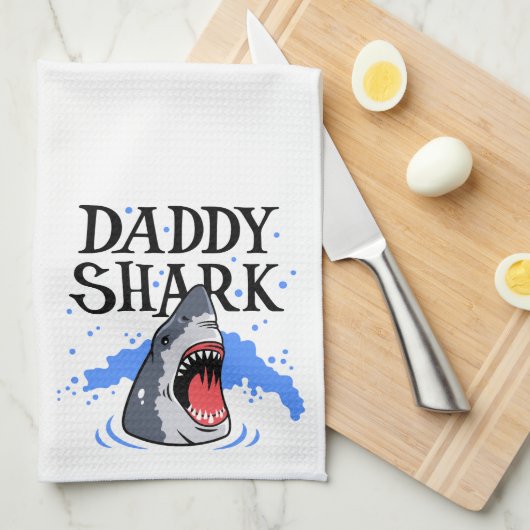 Linge De Cuisine Daddy Shark - Grand Blanc (Quart Plié)