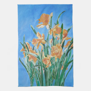 Linge De Cuisine Daffodiles d'or en fleurs Gras Line Art