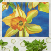 Linge De Cuisine Daffodique jaune narcisse aquarelle peinture (Plié)