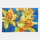 Linge De Cuisine Daffodique jaune narcisse aquarelle peinture (Horizontal)