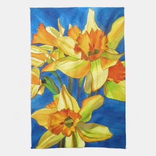 Linge De Cuisine Daffodique jaune narcisse aquarelle peinture