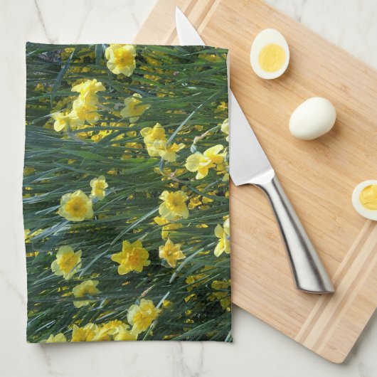 Linge De Cuisine Daffodiques à fleurs jaunes (Quart Plié)
