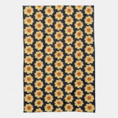 Linge De Cuisine Dahlia jaune motif floral sur noir (Vertical)