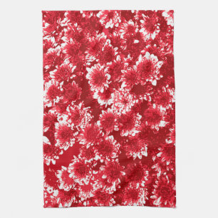 Linge De Cuisine Dahlia Motif moderne, rouge foncé et blanc