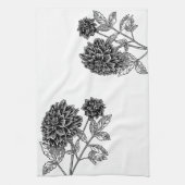 Linge De Cuisine Dahlia noir et blanc (Vertical)
