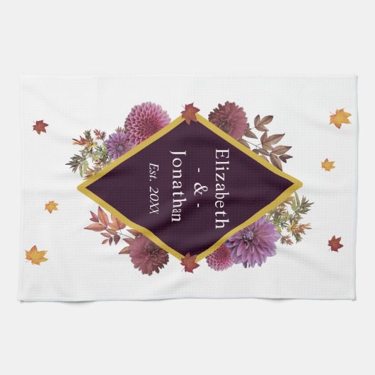 Linge De Cuisine Dahlia romantique d'automne (Horizontal)