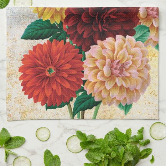 Linge De Cuisine Dahlias vintages (Plié)