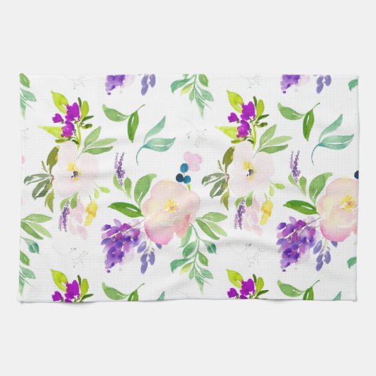 Linge De Cuisine Dainty Aquarelle Fleurs | Peonies et Wisterias (Horizontal)