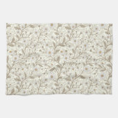 Linge De Cuisine Daisies in white and brown on off white (Horizontal)