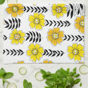Linge De Cuisine Daisy dooda en jaune et noir