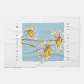 Linge De Cuisine Daisy Flowers Beauté Slogan (Horizontal)