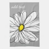 Linge De Cuisine Daisy tendance avec gris et jaune (Vertical)