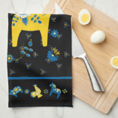 Linge De Cuisine Dala folklorique suédoise Cheval le bleu et jaune (Quart Plié)