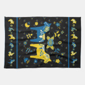 Linge De Cuisine Dala folklorique suédoise Cheval le bleu et jaune (Horizontal)