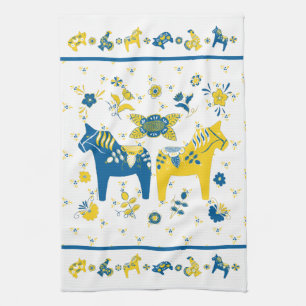 Linge De Cuisine Dala folklorique suédoise Cheval le bleu et jaune